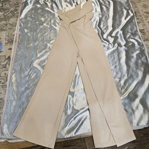 High-Waist Wide-Leg Jumpsuit in Beige